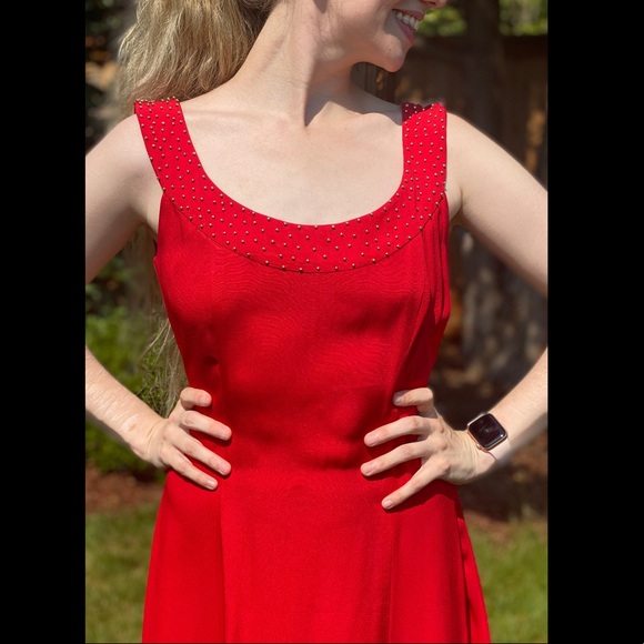 MARÍA LUISA De ESPAÑA Red Full Length Gown Dress - Picture 6 of 9